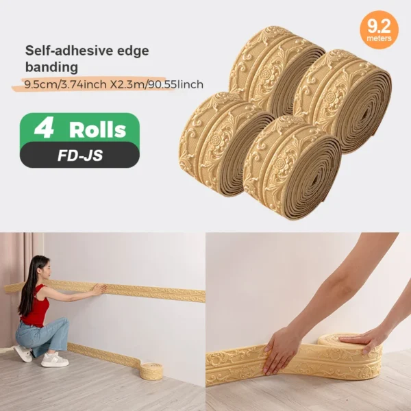 4Rolls Self-Adhesive Indoor Use Edge Banding Strip Foam 8mm Peel-And-Stick