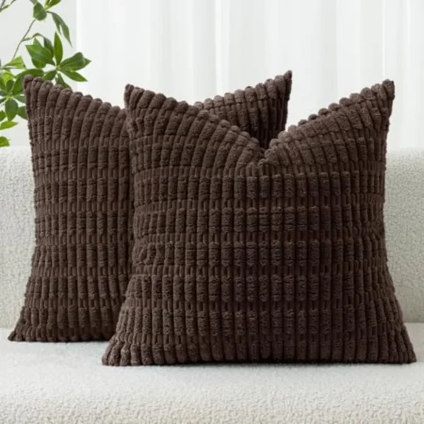 Pack of 2 Corduroy Decorative Throw Pillow Covers 18x18 Inch