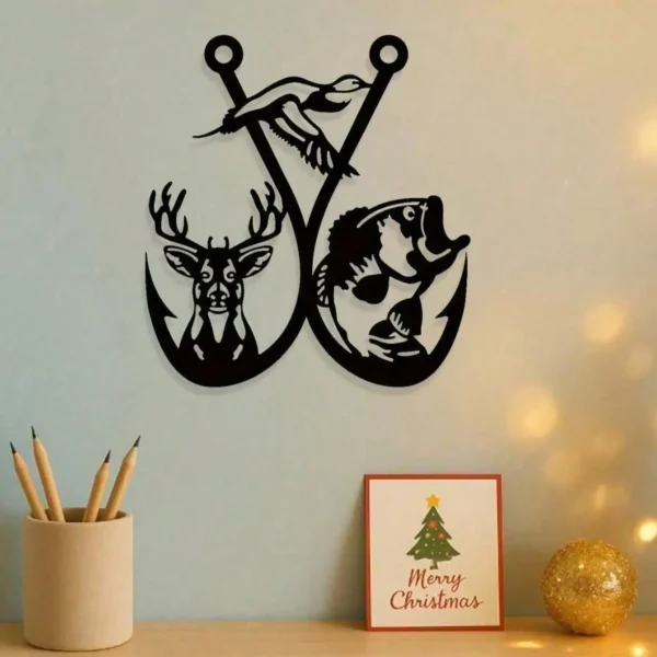 Vintage Deer, Duck and Fish Metal Wall Art
