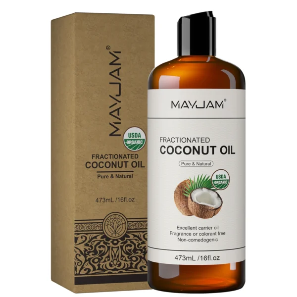 MAYJAM 473ml Pure Organic Castor Oil Cold Pressed Fractionated Coconut Oil