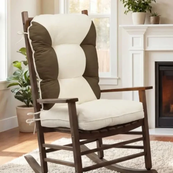 Adirondack Chair Cushion with Tie - Thick Tufted High Back Rocking Chair Cushions - Indoor or Outdoor