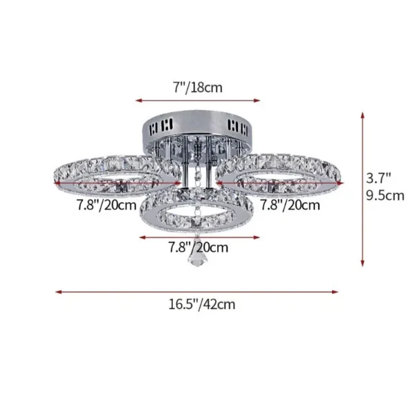Modern K9 Led Crystal Ceiling Lamp Smart Chandelier Pendant Light Ring Chrome