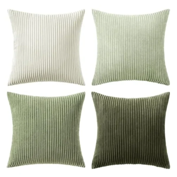 Boho Farmhouse Throw Pillow Covers 18x18 Inch Set of 4 Mordern Nordic Cushion Covers Soft Corduroy Spring Home Decor for Couch