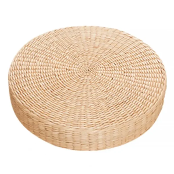 Non-Slip Bottom Round Tatami Cushion-Handmade Straw Weave Floor Pillow for Meditation Yoga Zen Room Decor
